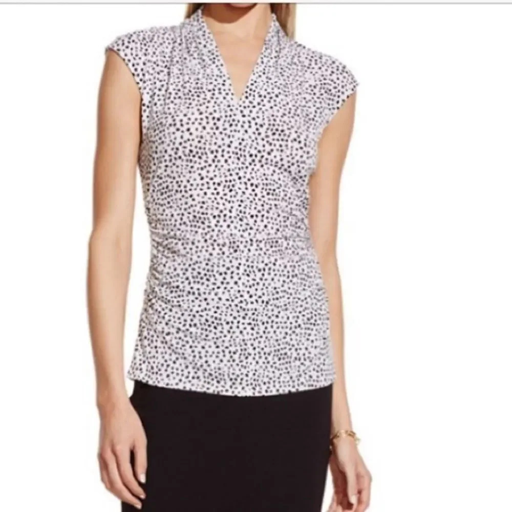 Vince Camuto blue side ruched blouse